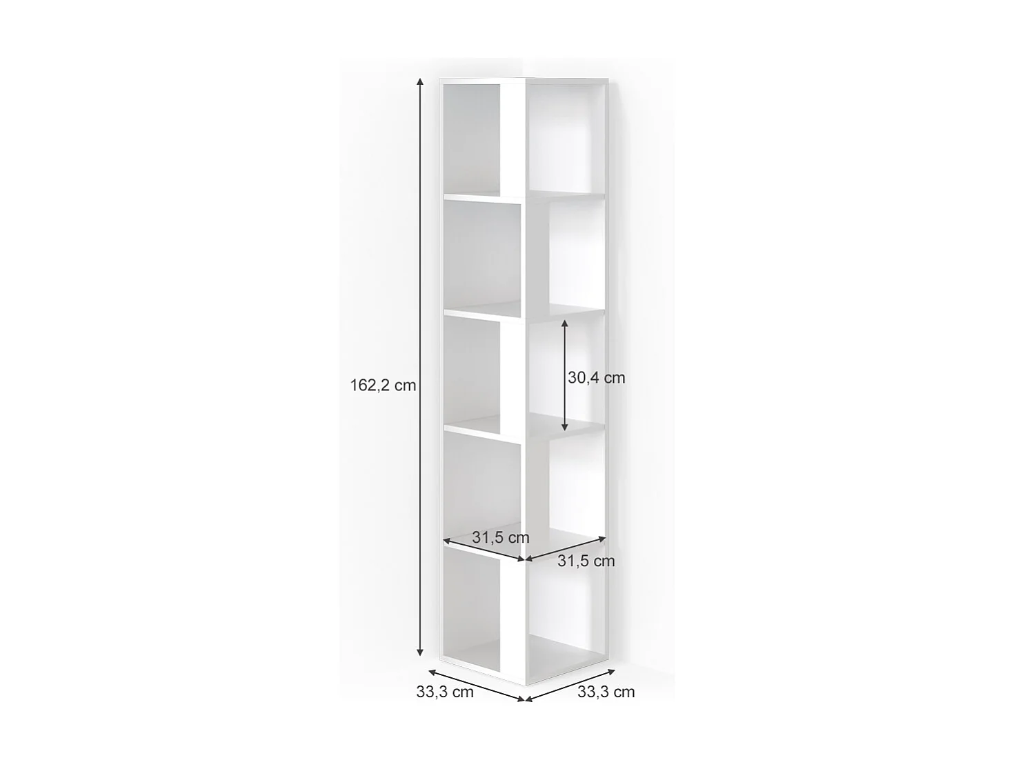 Corner shelf white 33.3x33.3x162.2 lio