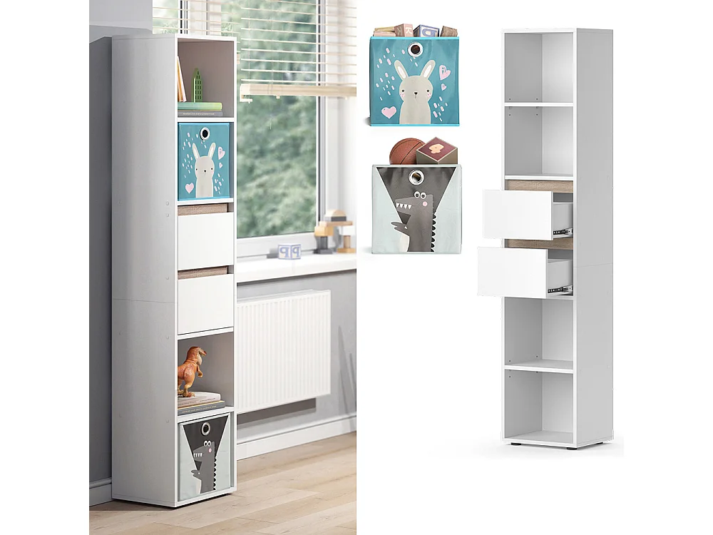 Bibliothèque enfant blanc 36.2x29.9x171 robert