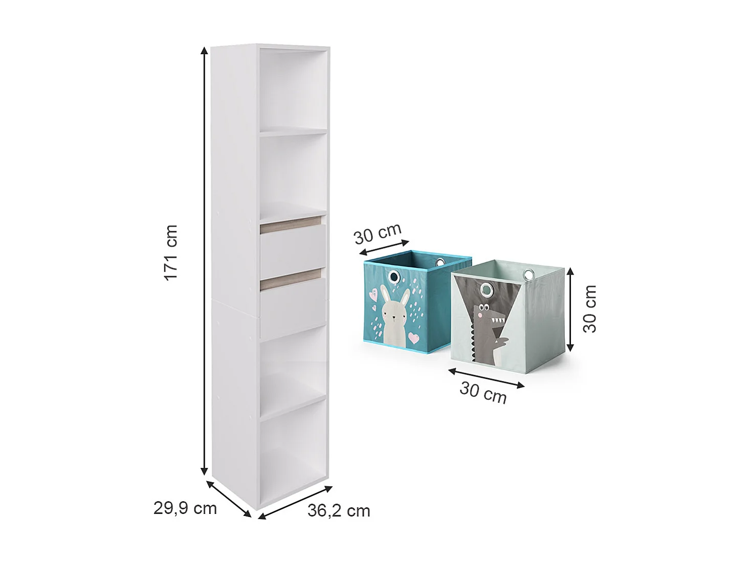 Bibliothèque enfant blanc 36.2x29.9x171 robert