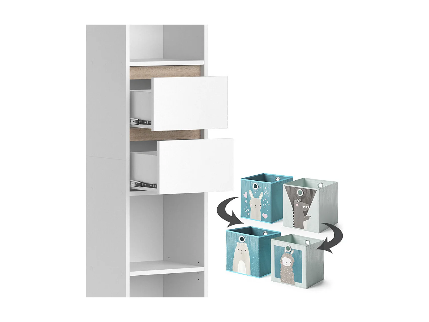 Bibliothèque enfant blanc 36.2x29.9x171 robert