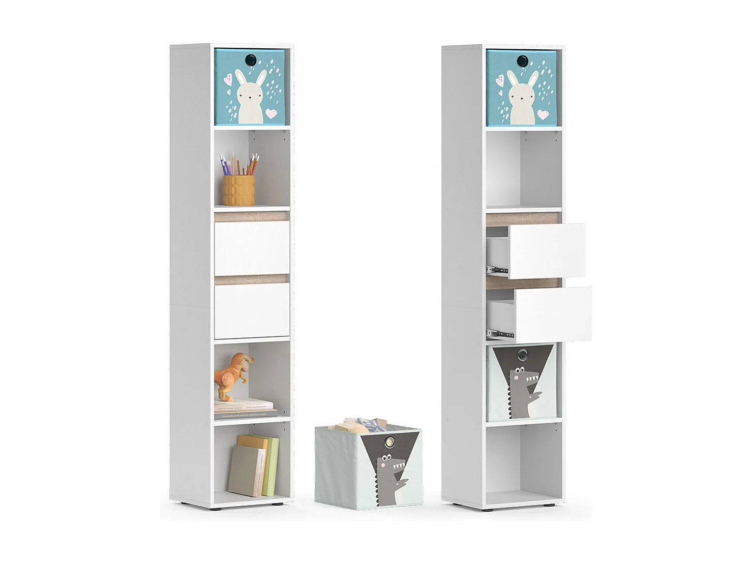 Bibliothèque enfant blanc 36.2x29.9x171 robert