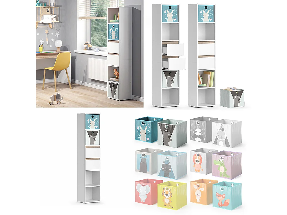 Bibliothèque enfant blanc 36.2x29.9x171 robert