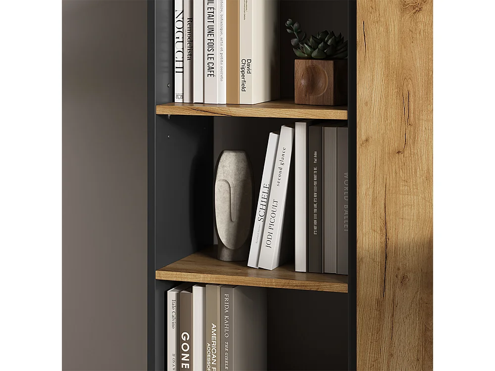 Étagère à livres anthracite/chêne doré 40x30x120 tomy