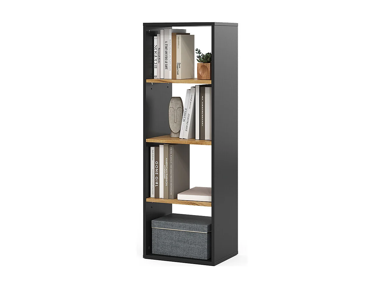 Étagère à livres anthracite/chêne doré 40x30x120 tomy