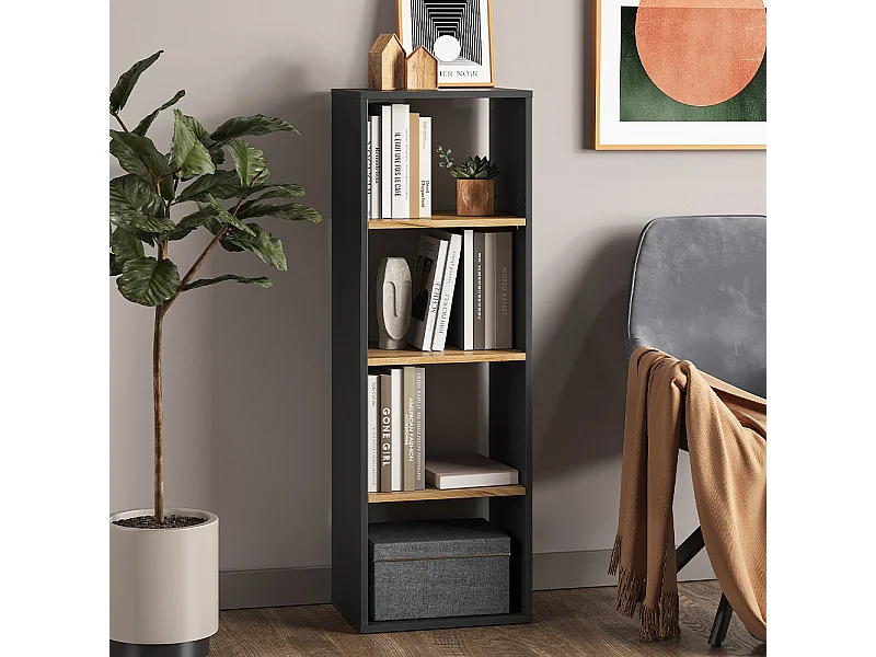 Étagère à livres anthracite/chêne doré 40x30x120 tomy