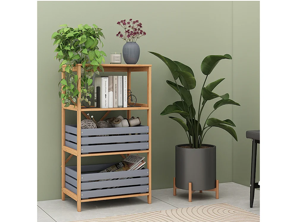 Étagère à livres bambou 48.3x35.5x87.9 novaro
