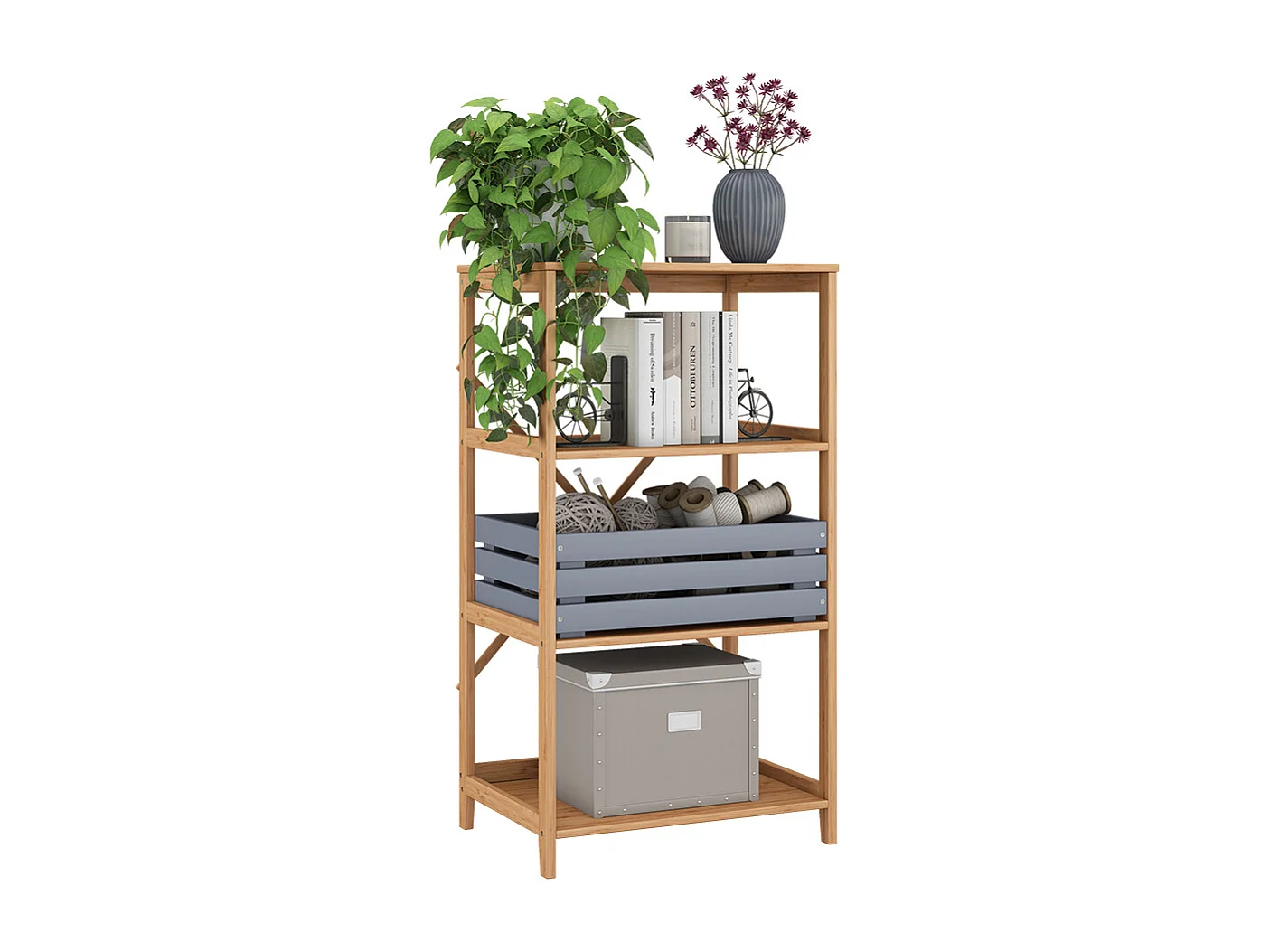 Étagère à livres bambou 48.3x35.5x87.9 novaro