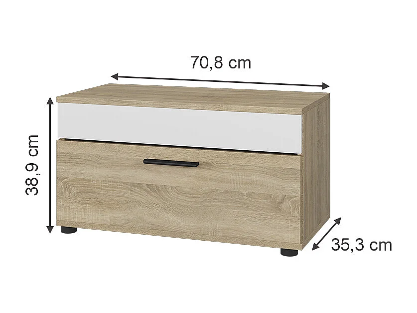 Wohnzimmerschrank sonoma/weiß 70.8x35.3x38.9 berno