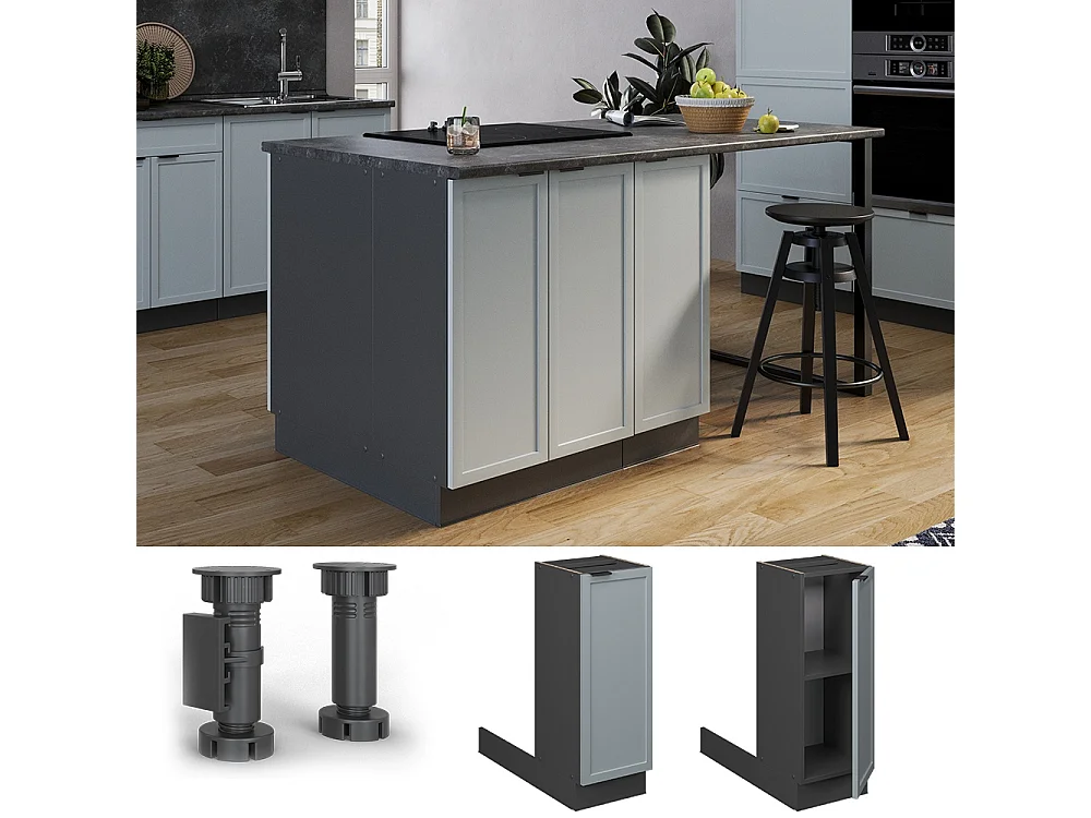 Kitchen island light blue-grey 30x70x82 fame-line
