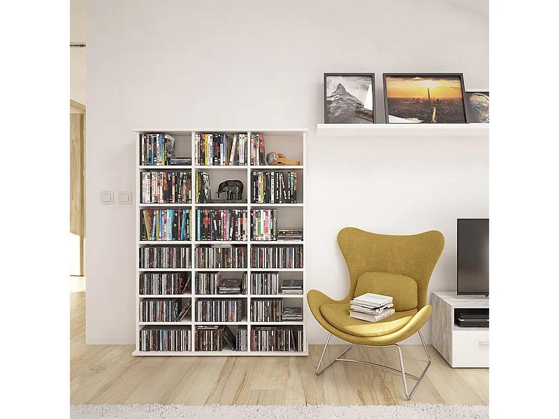 Étagère CD blanc 105.4x19x136 jukebox