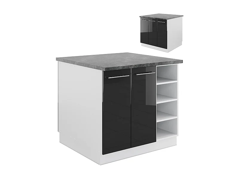 Keukeneiland antraciet hoogglans/wit 90x60x82 fame-line