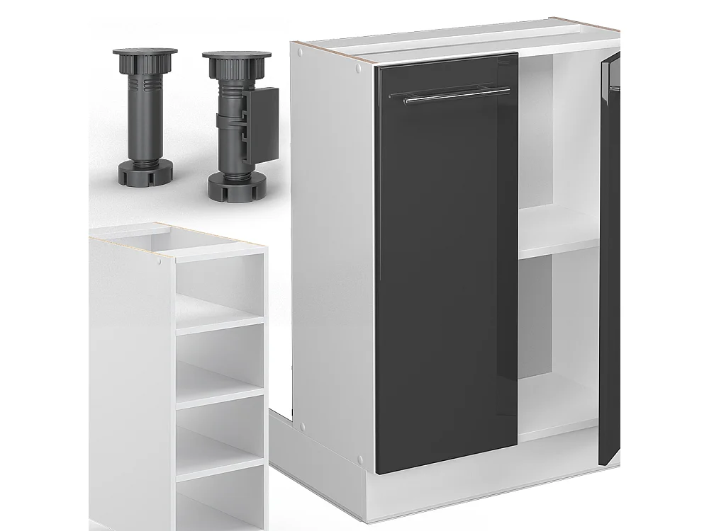 Keukeneiland antraciet hoogglans/wit 90x60x82 fame-line