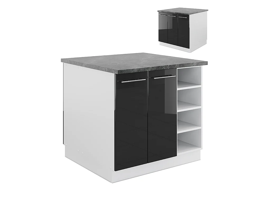Isla de cocina antracita brillo intenso/blanco 90x60x82 fame-line