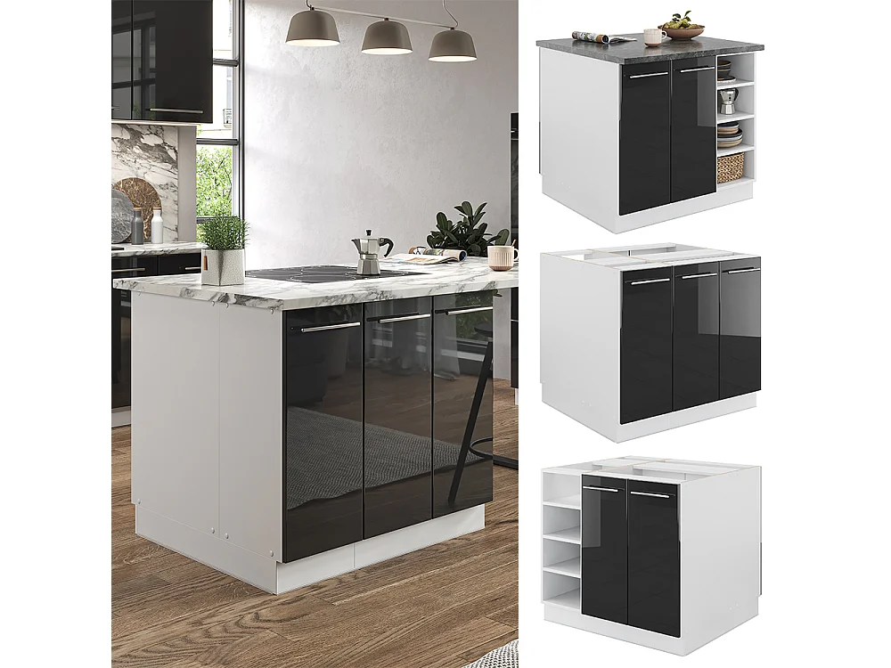 Isla de cocina antracita brillo intenso/blanco 90x60x82 fame-line