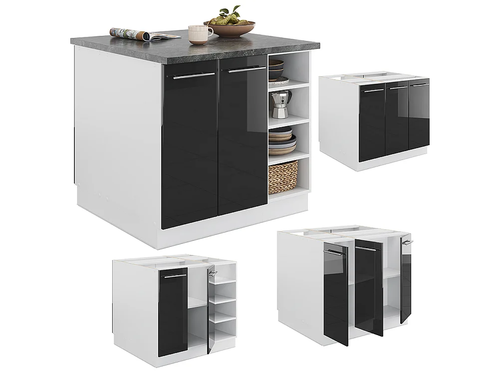 Isla de cocina antracita brillo intenso/blanco 90x60x82 fame-line