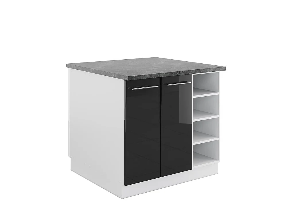 Îlot de cuisine anthracite brillant/blanc 90x60x82 fame-line