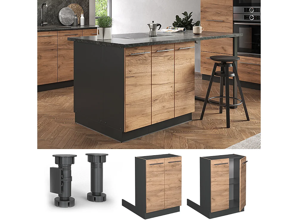 Îlot de cuisine chêne de force doré 60x70x82 fame-line