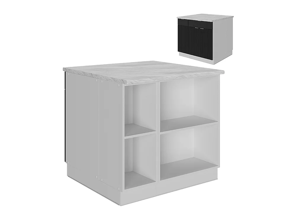Îlot de cuisine noir rayé 90x60x82 fame-line