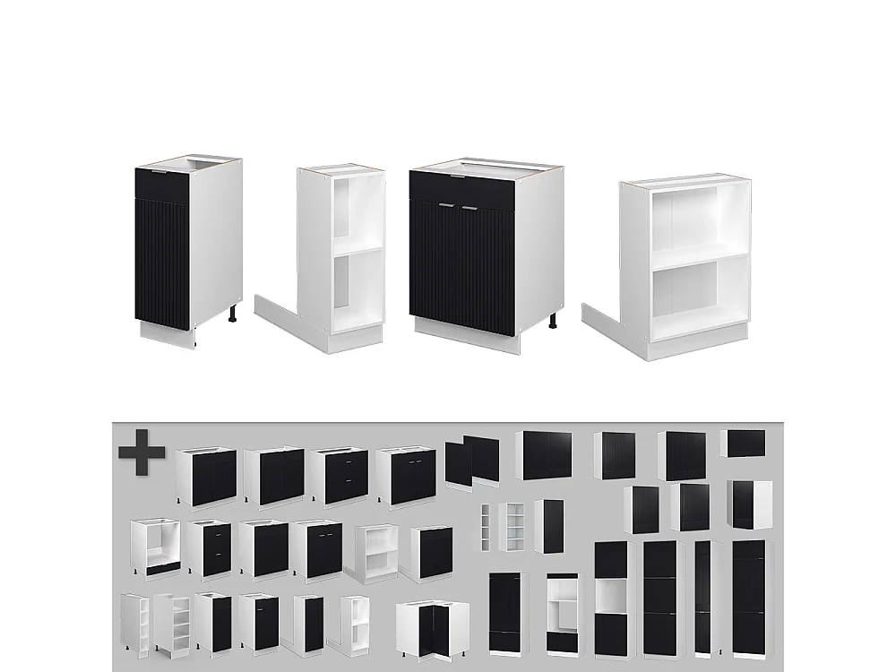 Îlot de cuisine noir rayé 90x60x82 fame-line