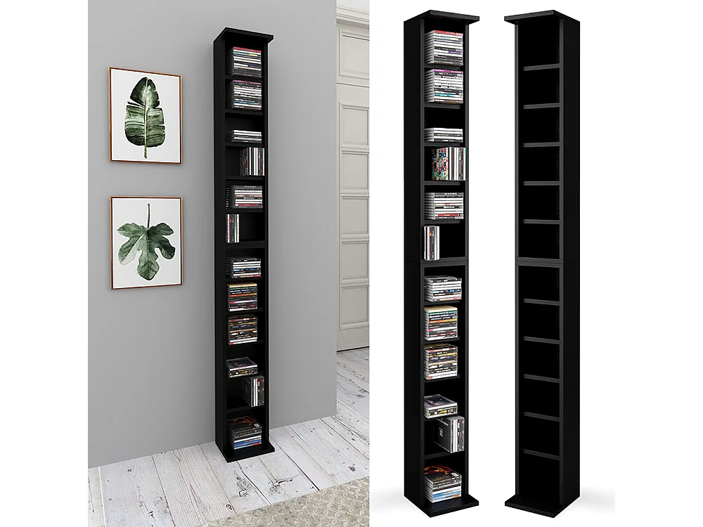 Cd-Regal schwarz 21x20x183.6