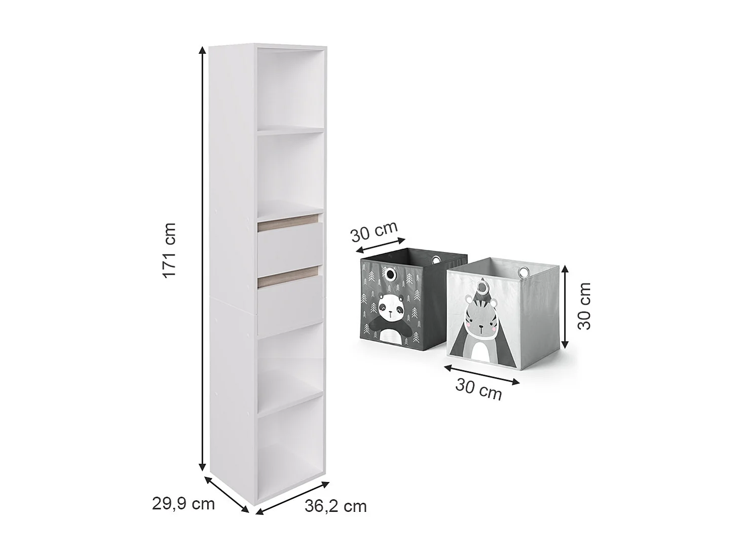 Kinderboekenkast wit 36.2x29.9x171 robert