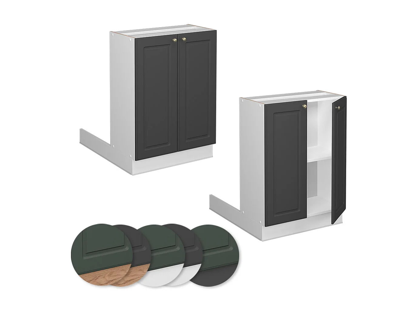 Îlot de cuisine anthrazit-gold landhaus 60x30x82 fame-line