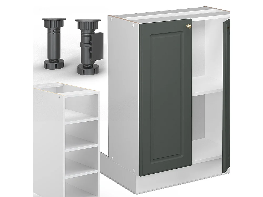 Îlot de cuisine vert-or landhaus/blanc 90x60x82 fame-line