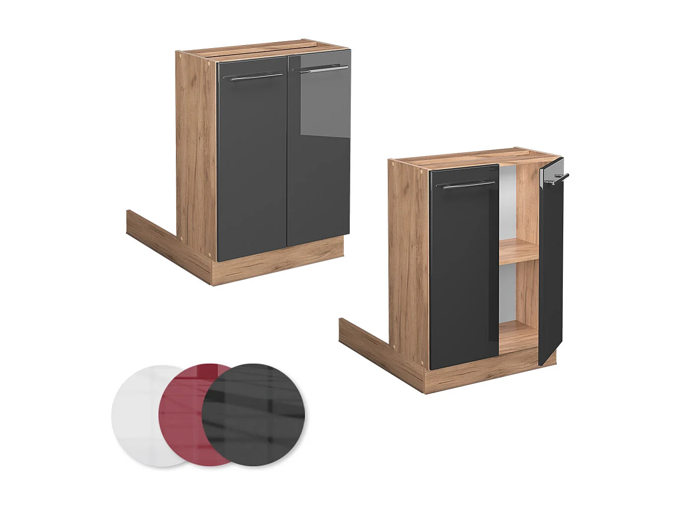 Îlot de cuisine anthracite haute brillance 60x30x82 fame-line