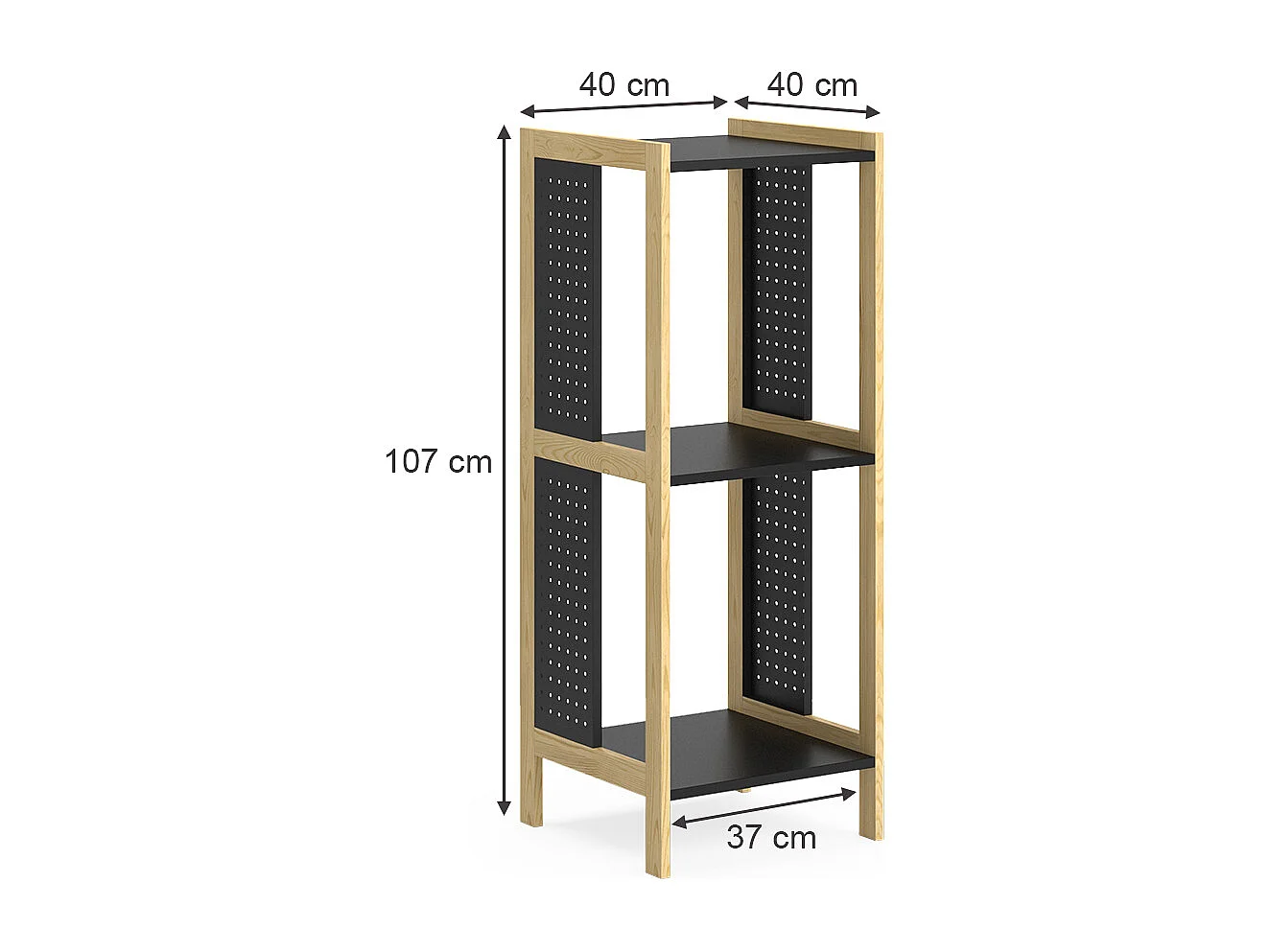 Standregal schwarz 40x40x107 elvia