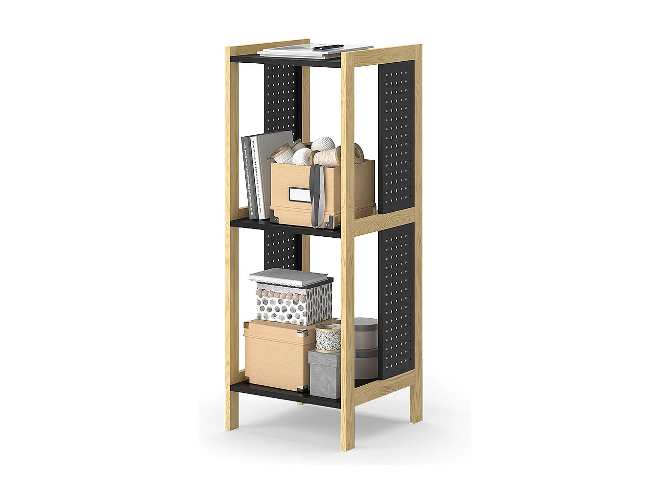 Standregal schwarz 40x40x107 elvia