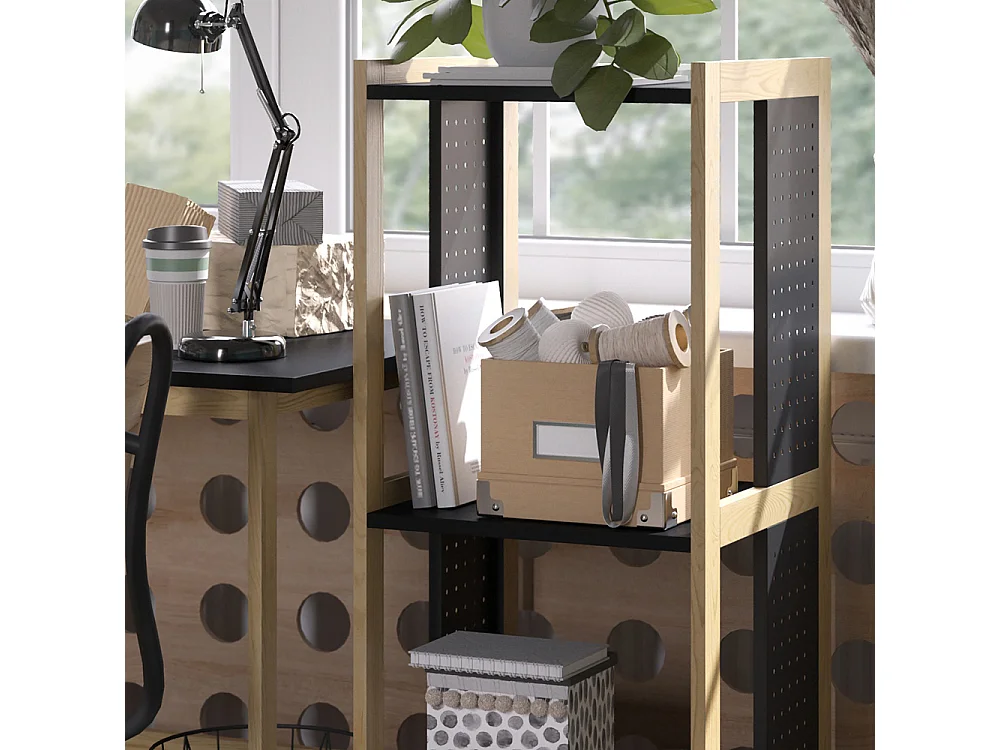 Étagère sur pied noir 40x40x107 elvia