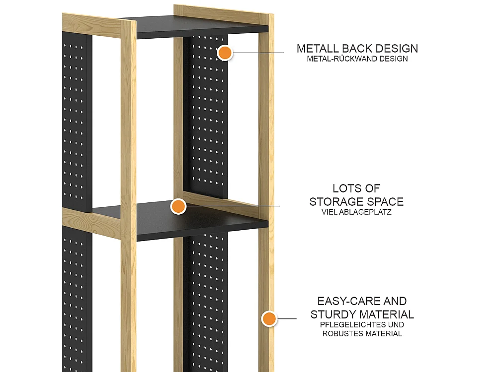 Étagère sur pied noir 40x40x107 elvia