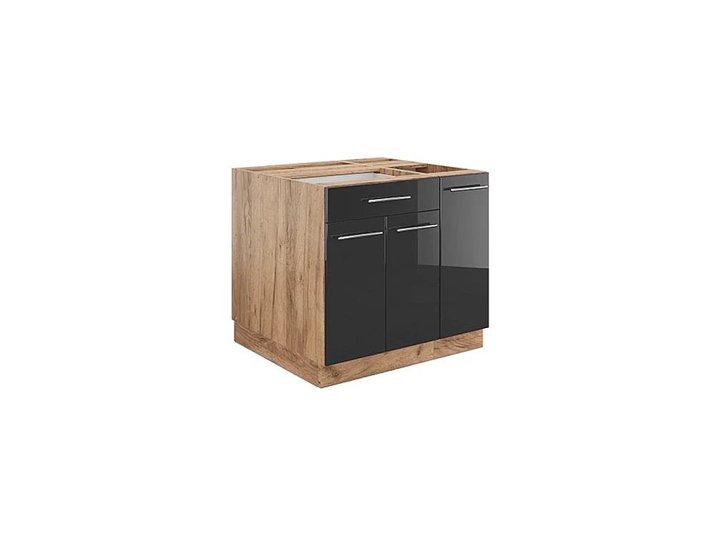 Îlot de cuisine anthracite brillant/chêne doré 90x60x82 fame-line