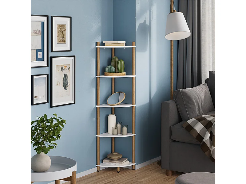 Étagère dangle blanc/pin 29x29x133 bivio