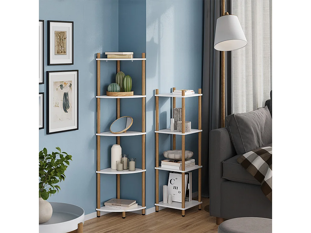 Étagère dangle blanc/pin 29x29x133 bivio