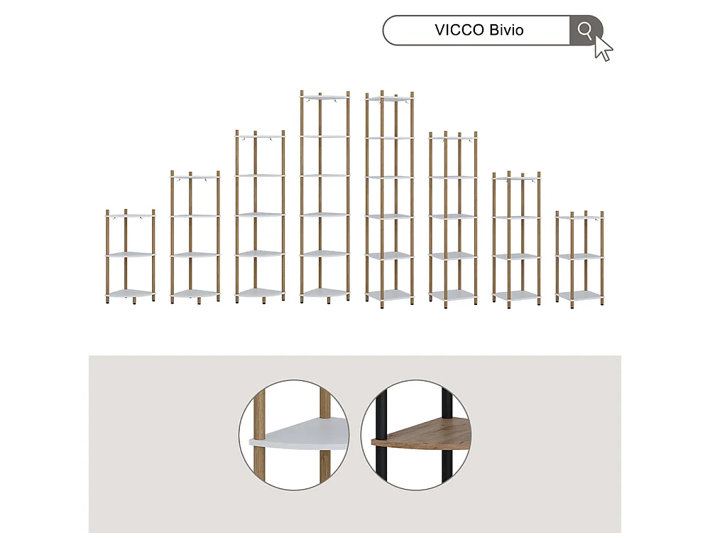 Étagère dangle blanc/pin 29x29x133 bivio