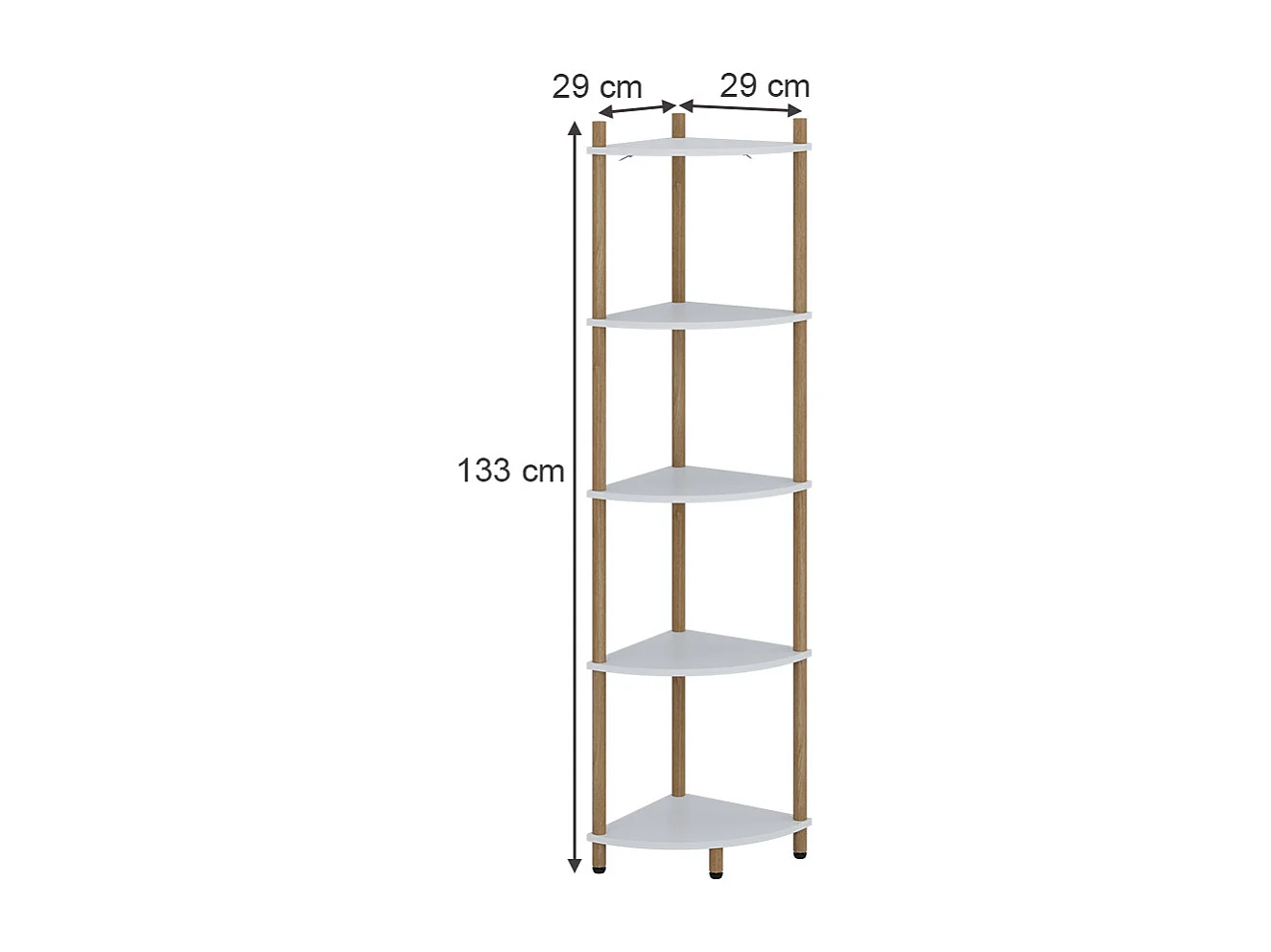 Étagère dangle blanc/pin 29x29x133 bivio