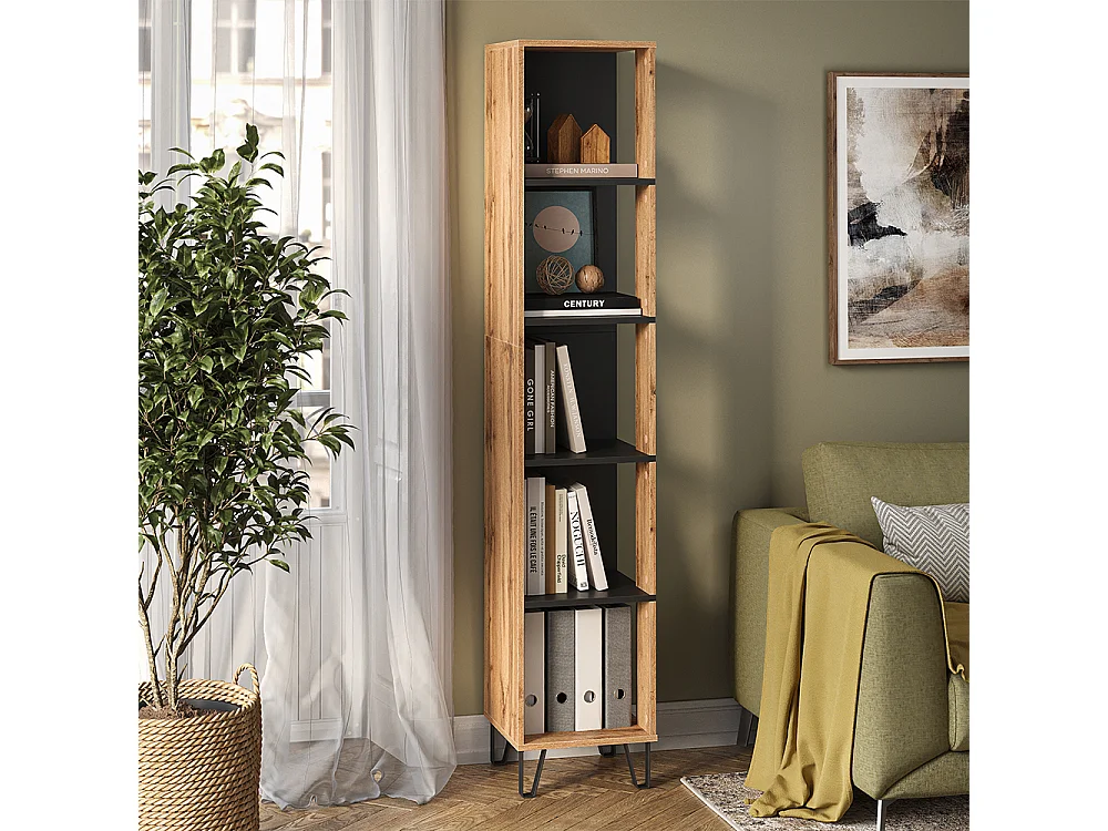 Półka na książki oak wotan 36x36x186.6 amber