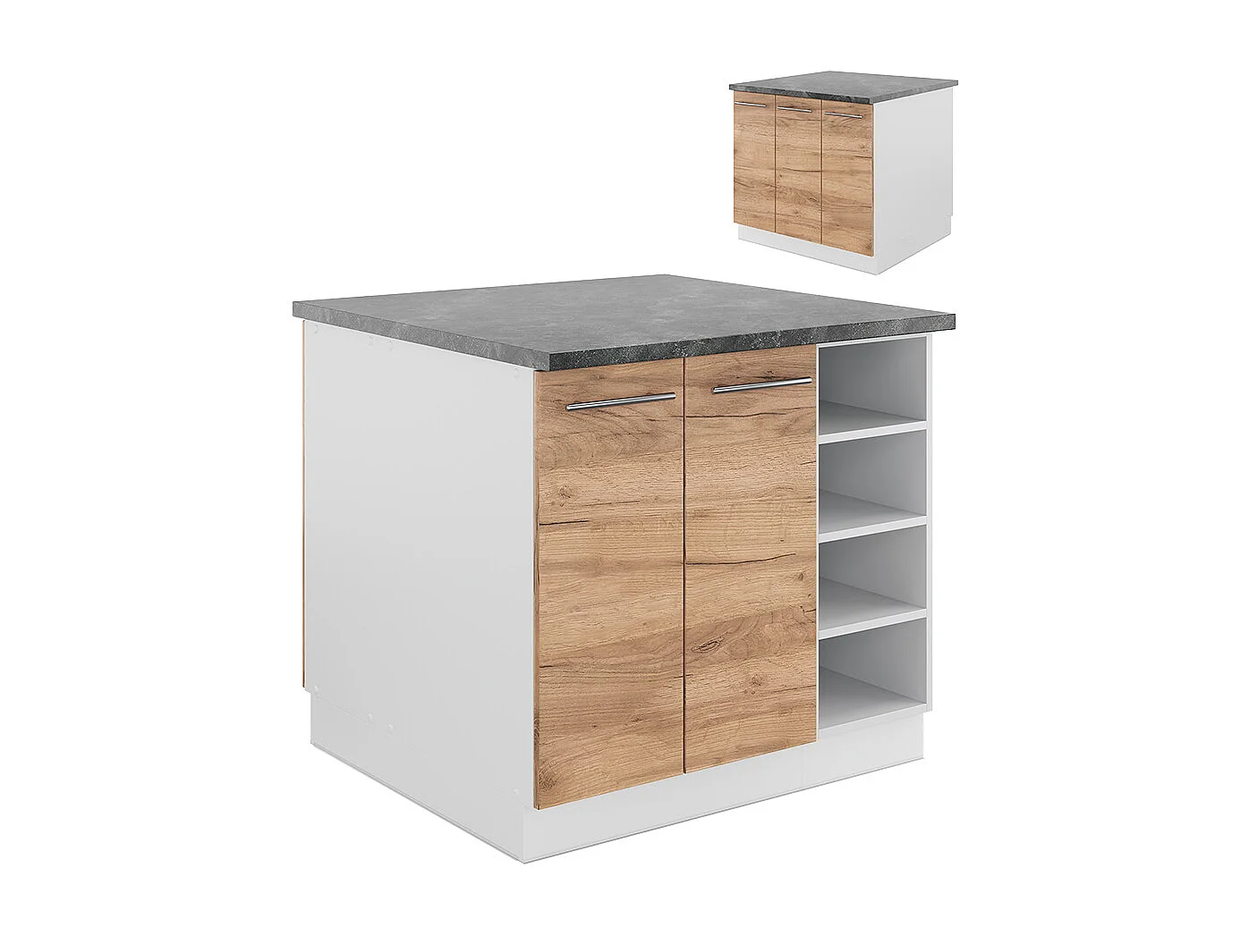 Kücheninsel goldkraft eiche/weiß 90x60x82 fame-line