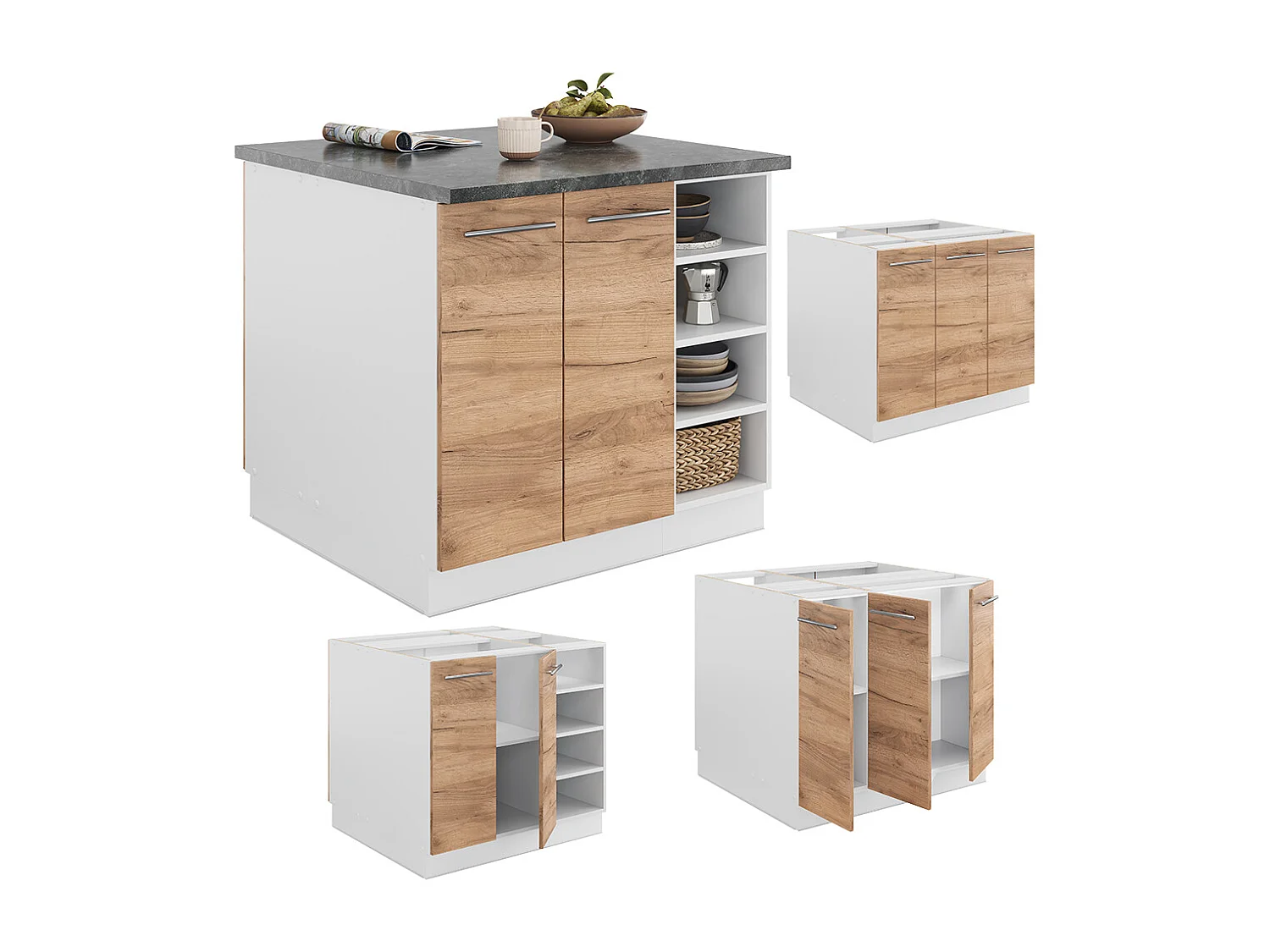 Kücheninsel goldkraft eiche/weiß 90x60x82 fame-line