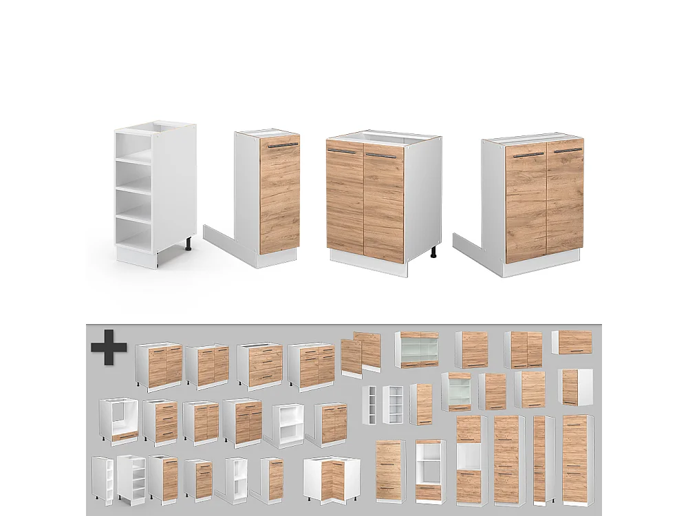 Îlot de cuisine chêne doré/blanc 90x60x82 fame-line