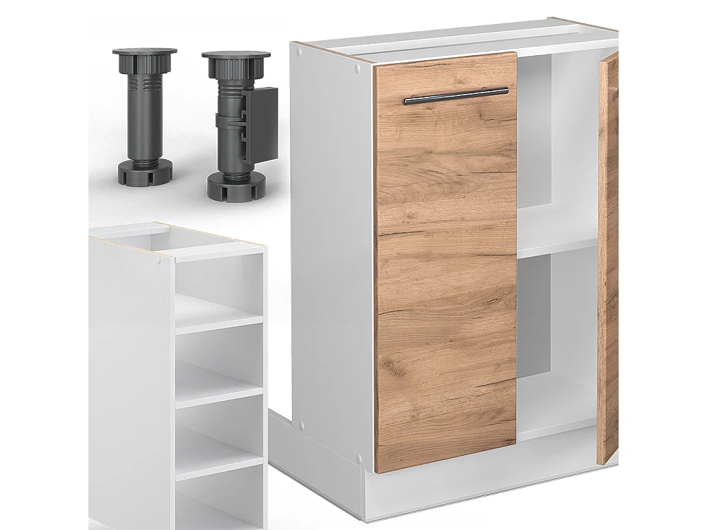 Îlot de cuisine chêne doré/blanc 90x60x82 fame-line