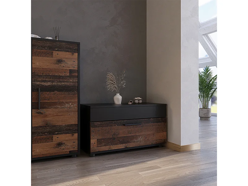 Meuble de salon noir/ancien style 70.8x35.3x38.9 berno