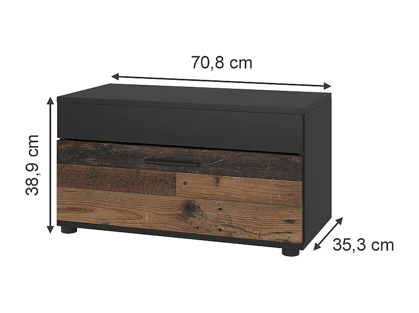 Wohnzimmerschrank schwarz/oldstyle 70.8x35.3x38.9 berno