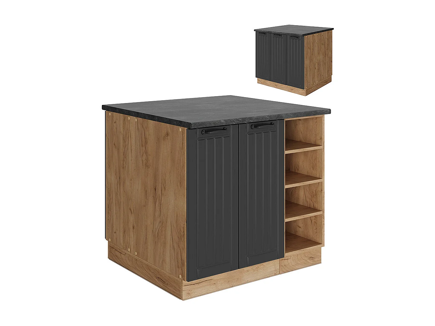 Îlot de cuisine gris foncé 90x60x82 fame-line