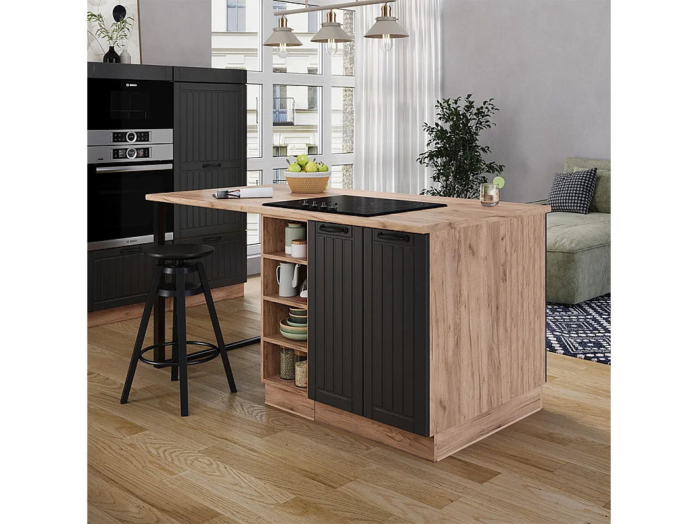 Îlot de cuisine gris foncé 90x60x82 fame-line