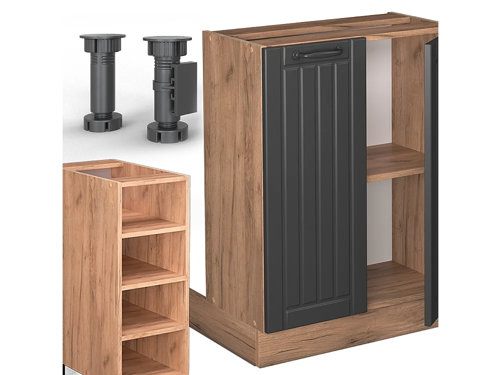 Îlot de cuisine gris foncé 90x60x82 fame-line