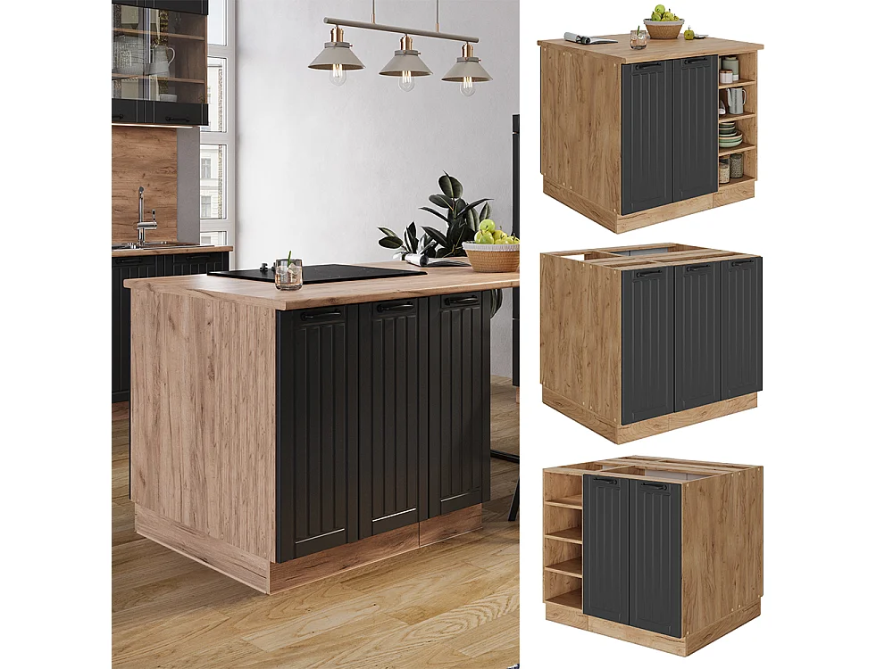 Îlot de cuisine gris foncé 90x60x82 fame-line