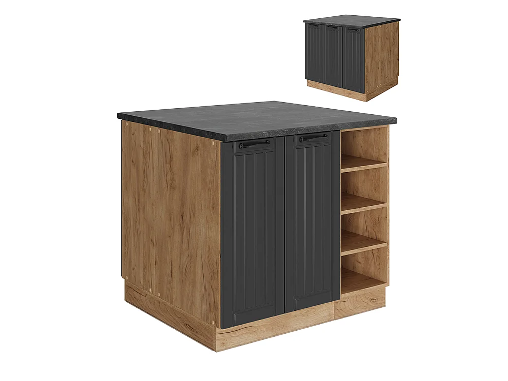 Îlot de cuisine gris foncé 90x60x82 fame-line