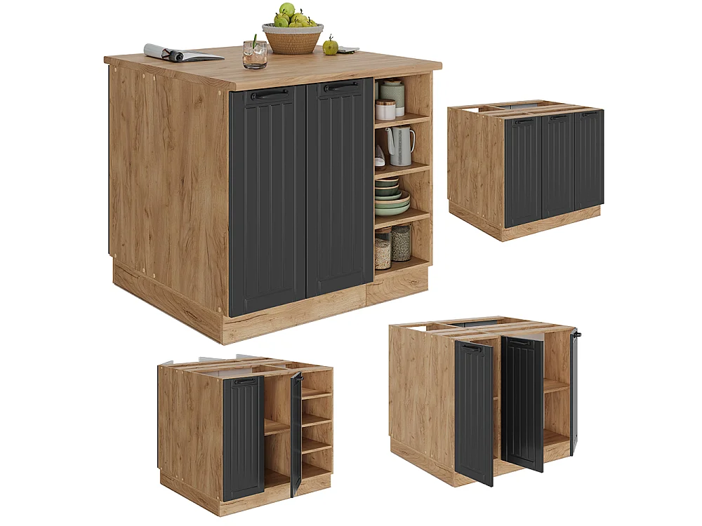 Îlot de cuisine gris foncé 90x60x82 fame-line